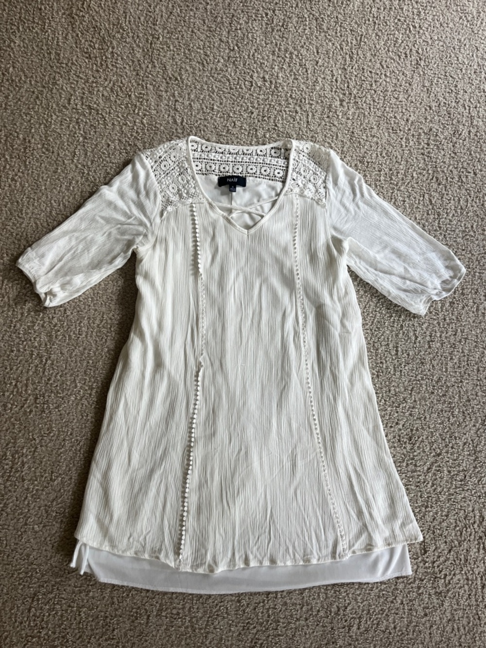 NAIF Cream Lace Yoke Dress/ Coverup